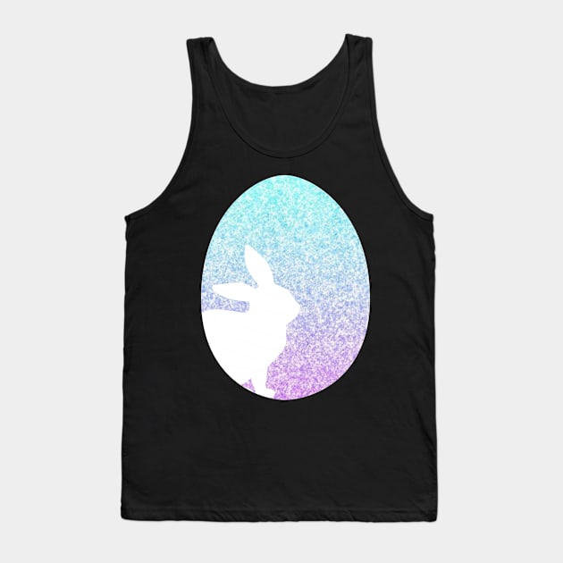 Easter Bunny Silhouette in Pastel Blue Purple Ombre Faux Glitter Easter Egg Tank Top by Felicity-K